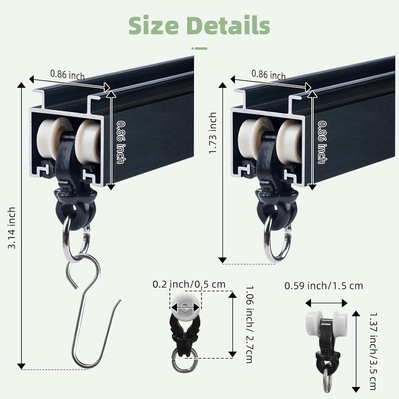 MLOQI Curtain Tracks Ceiling with Soundproof Strips, Curtains Tracks Rails System, Black Ceiling Track for Curtains 6-9 Feet - Image 2